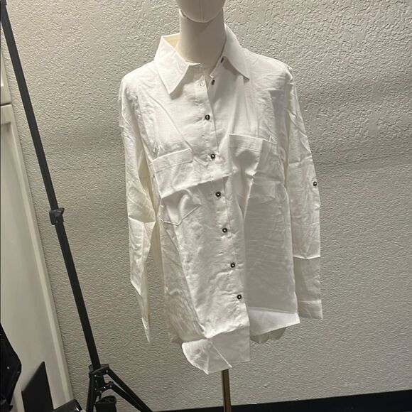 Men's White Casual Button Down Shirt - Picture 1 of 4